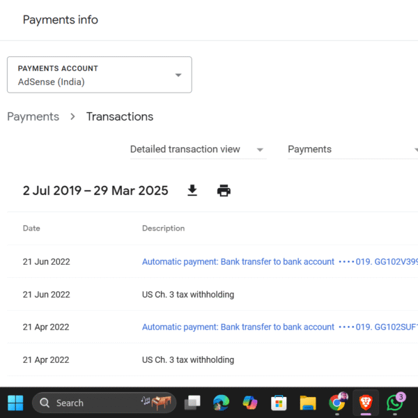 payment received adsense account buy